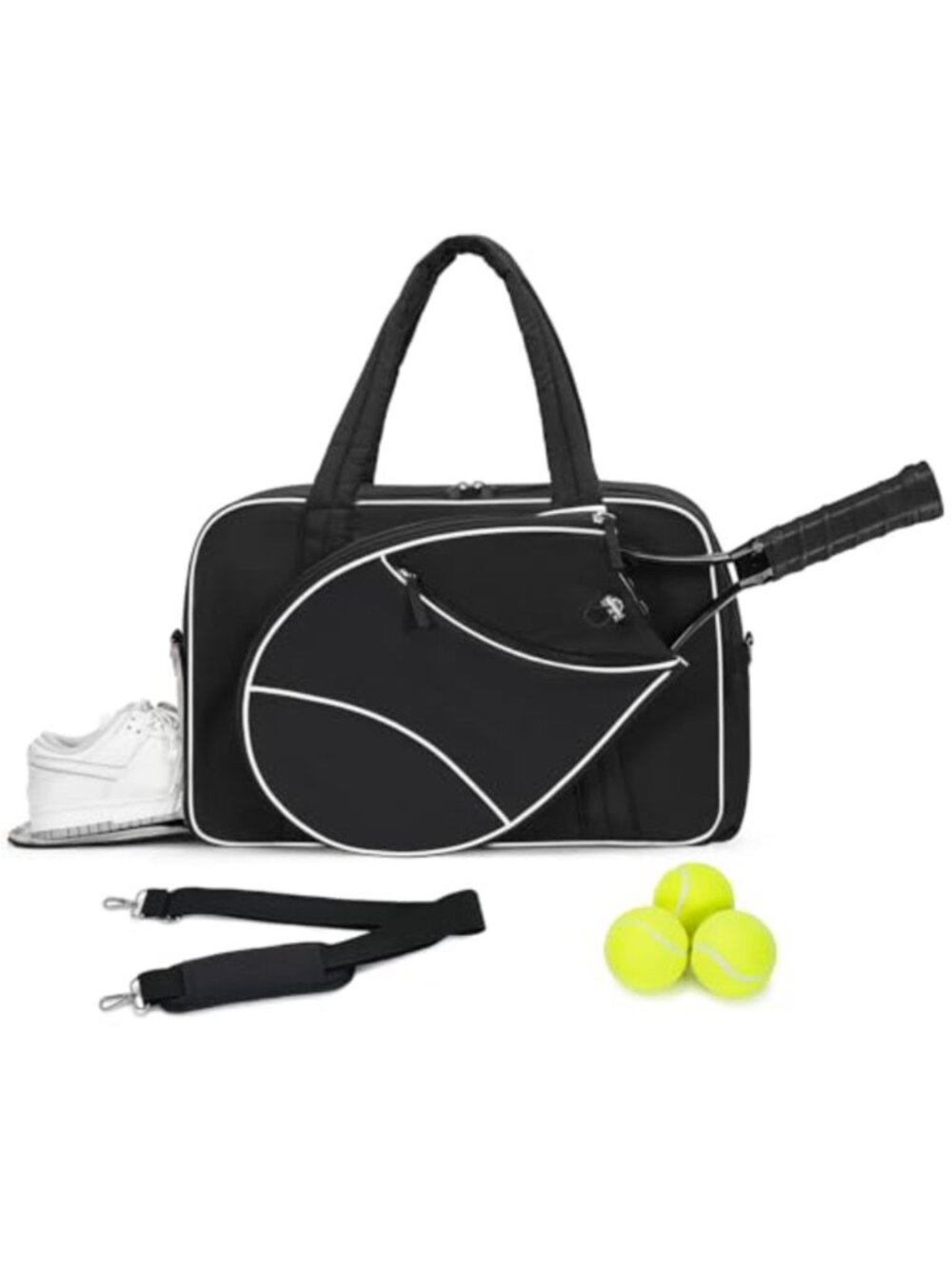 Water-Resistant Tennis Gym Bag Fits 2 Rackets Duffel with Shoe Compartment
